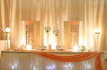 Creme Cream Deko Hochzeitsdeko Beleuchtung Champagne Apriko Aprikot Brautpaartisch Hintergrund Brautpaarplatz
